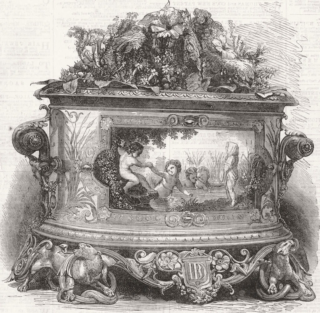 SEVRES. Porcelain vase, Ormoulu, Rossigneux, Wiese 1867 old antique print